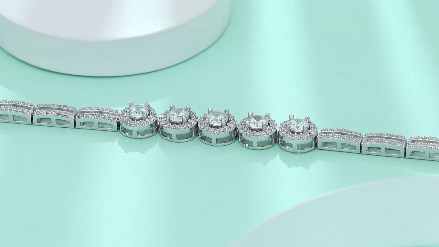 The Lumina Dainty Bracelet - 0.3 carat, set with Moissanite stones, electroplated with S925 silver and platinum.