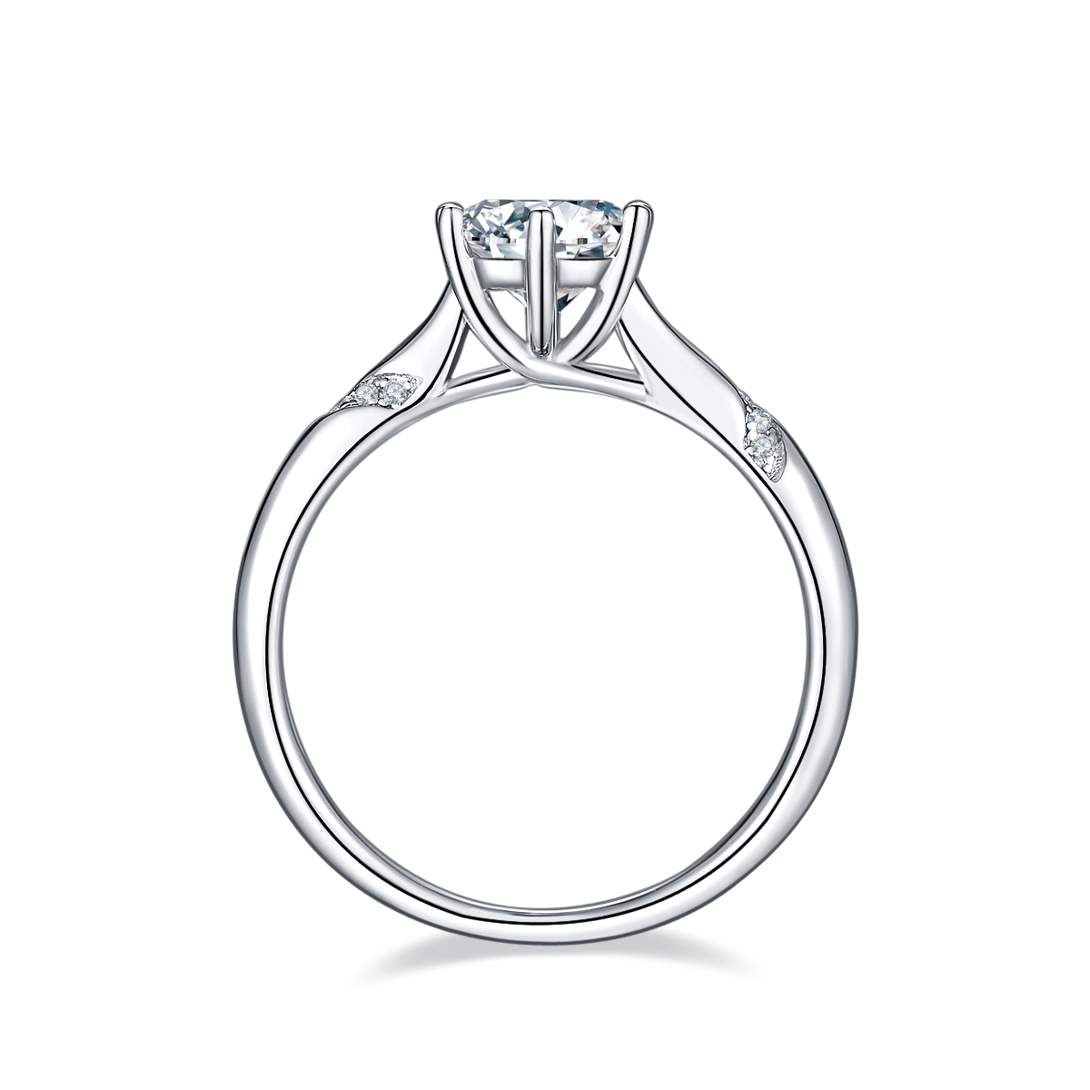 The Lumina Twist Ring – 1ct Round Moissanite Engagement Ring in S925 Silver