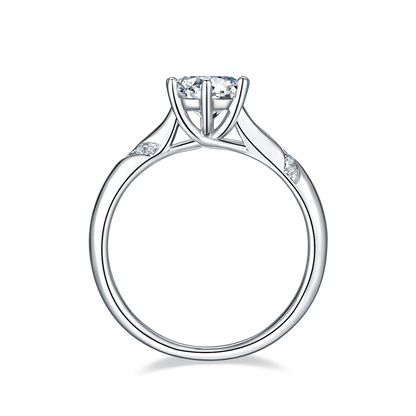 The Lumina Twist Ring – 1ct Round Moissanite Engagement Ring in S925 Silver