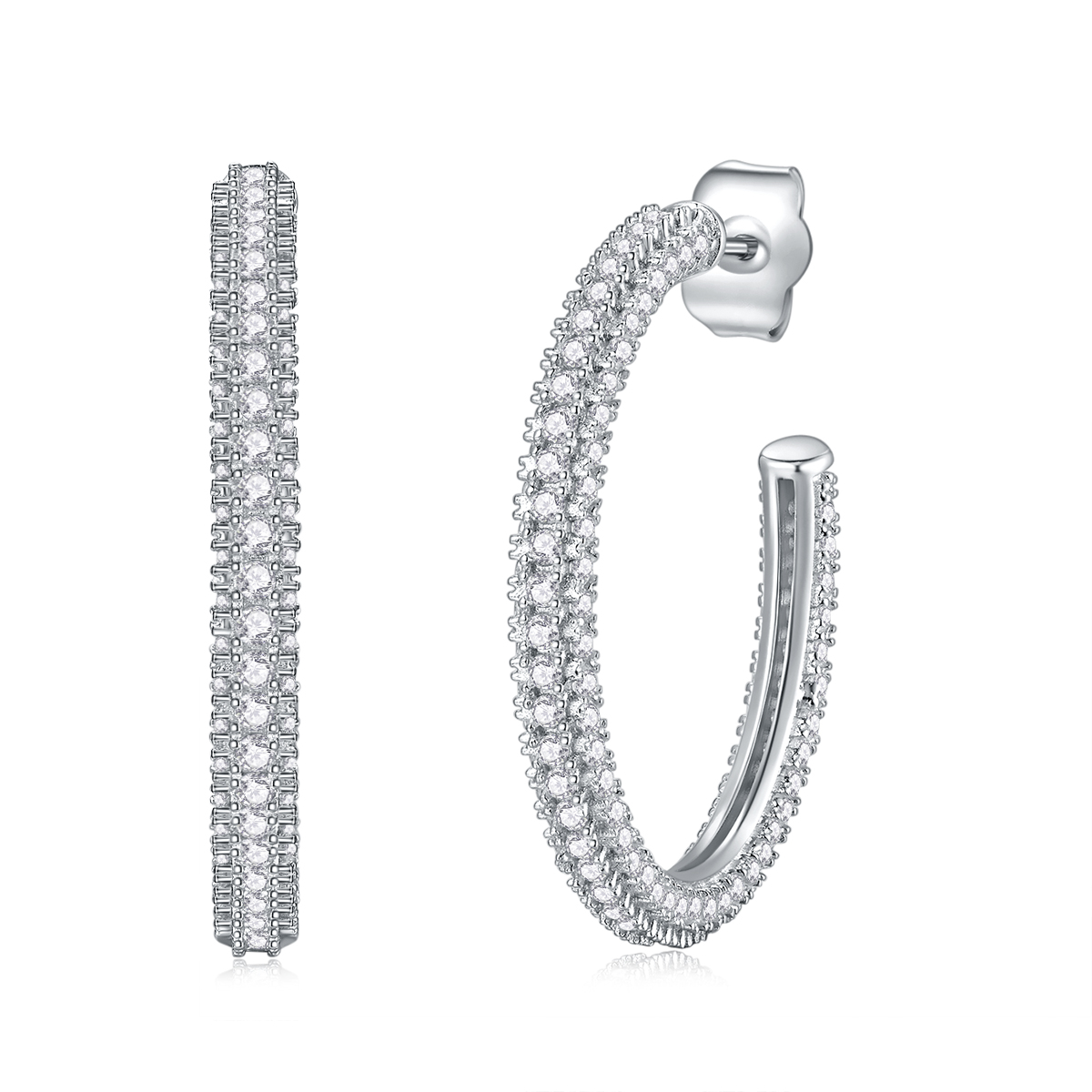 The Lumina Echo Studs – Petite Moissanite Earrings in Platinum-Plated S925 Silver