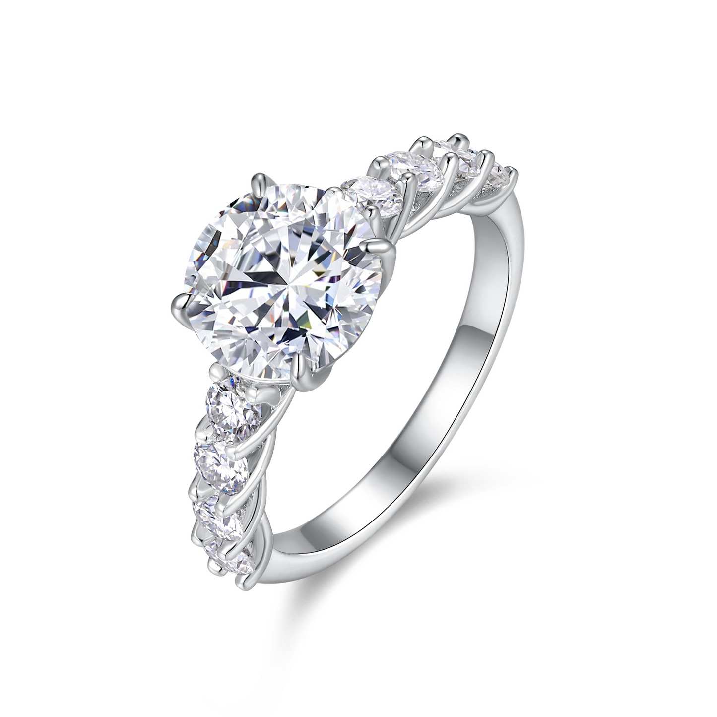 The Lumina Grandeur Solitaire – 3ct Statement Moissanite Ring in Platinum-Plated S925 Silver