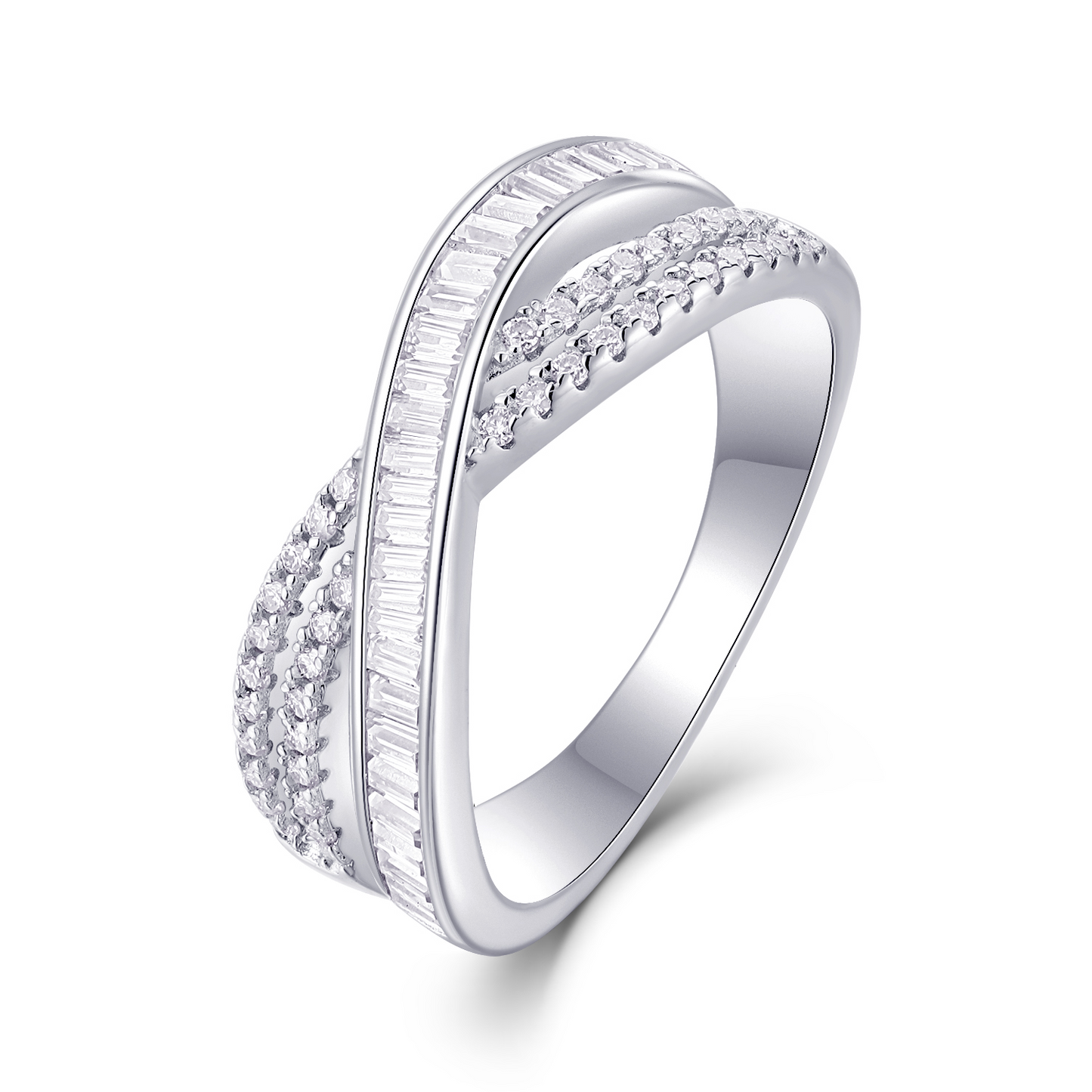 The Intersection Eternal Ring – Luxury Petite Moissanite Band in Platinum-Plated S925 Silver