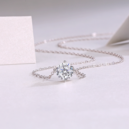 The True Heart Necklace – Luxury 1-Carat Moissanite Pendant in Platinum-Plated S925 Silver
