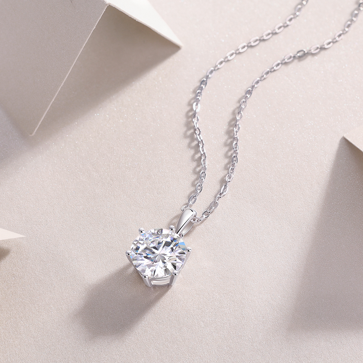 The Breeze Dance Necklace – Luxury Solitaire Moissanite Pendant in Platinum-Plated S925 Silver