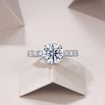 The Lumina Grandeur Solitaire – 3ct Statement Moissanite Ring in Platinum-Plated S925 Silver