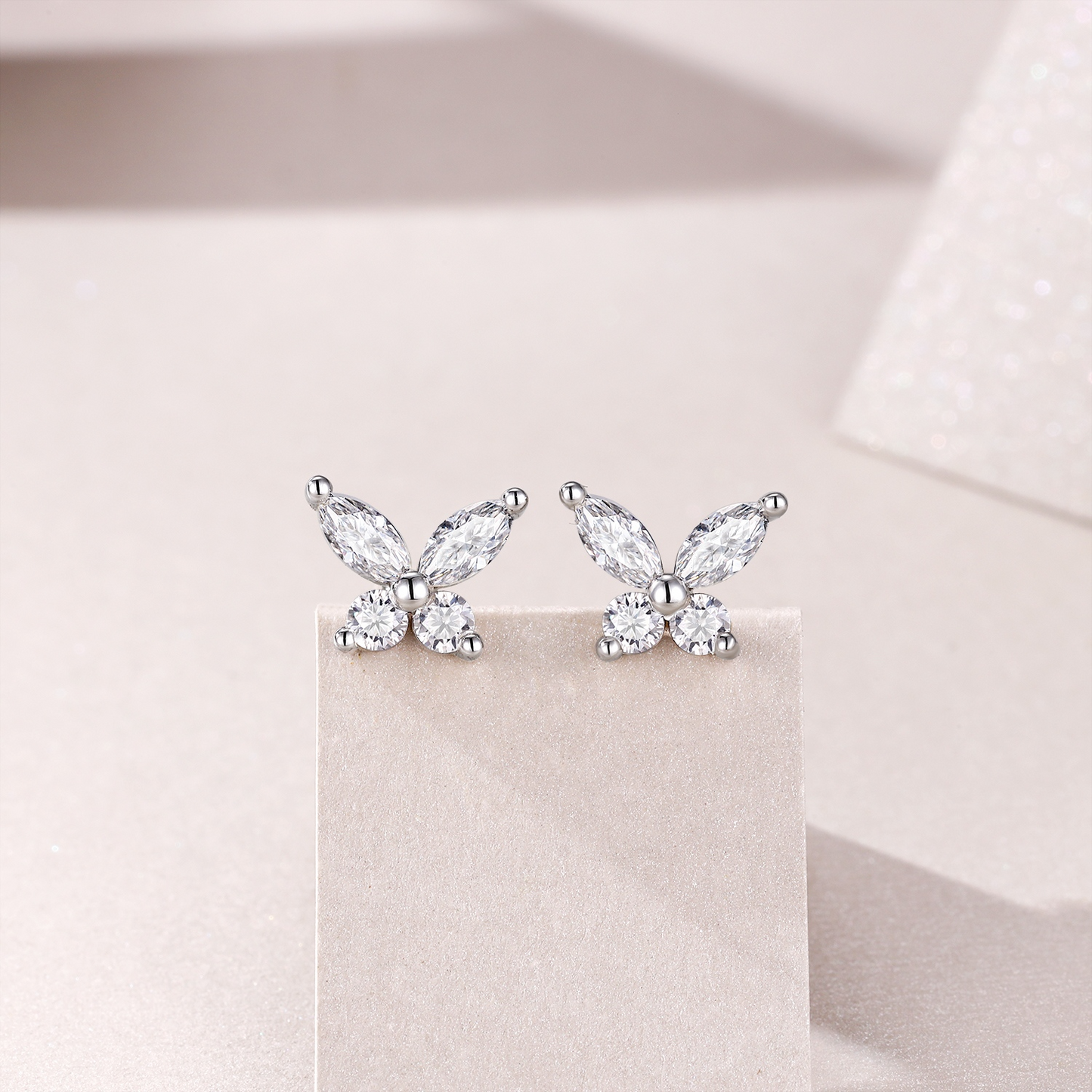The Lumina Pixie Studs – Delicate Moissanite Earrings in Platinum-Plated S925 Silver