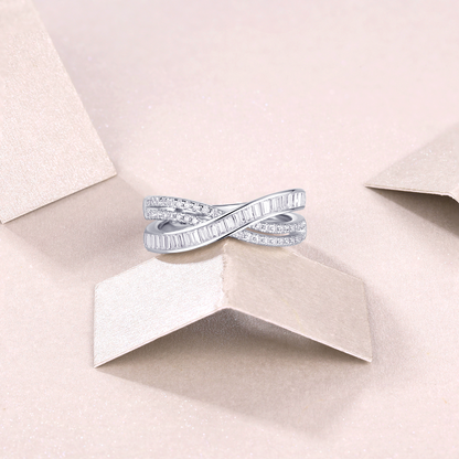 The Intersection Eternal Ring – Luxury Petite Moissanite Band in Platinum-Plated S925 Silver