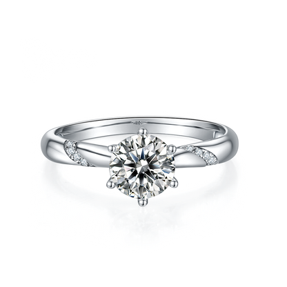 The Lumina Twist Ring – 1ct Round Moissanite Engagement Ring in S925 Silver