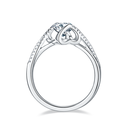 The Lumina Heart Solitaire – 1ct Round Moissanite Engagement Ring in S925 Silver
