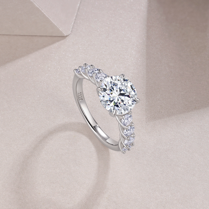 The Lumina Grandeur Solitaire – 3ct Statement Moissanite Ring in Platinum-Plated S925 Silver