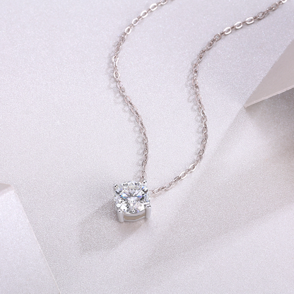 The True Heart Necklace – Luxury 1-Carat Moissanite Pendant in Platinum-Plated S925 Silver
