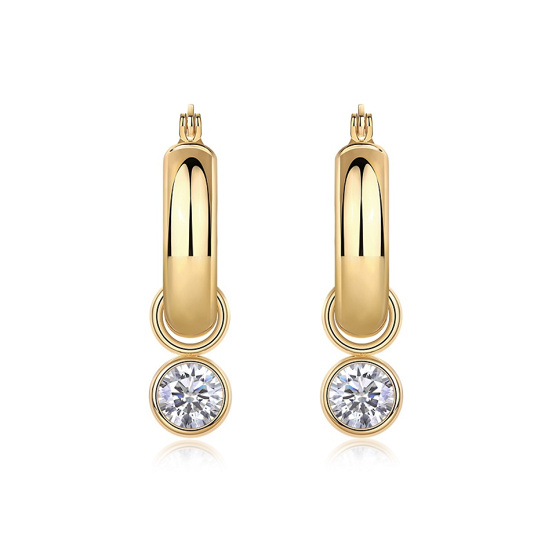 The Lumina Eclipse Studs – 1ct Top-Quality Moissanite Earrings in Gold-Plated S925 Silver