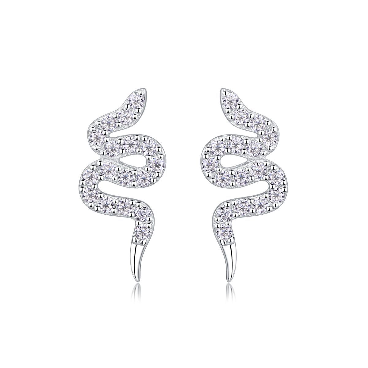 The Silver Snake Entwined Studs – Trendy Moissanite Earrings in Platinum-Plated S925 Silver