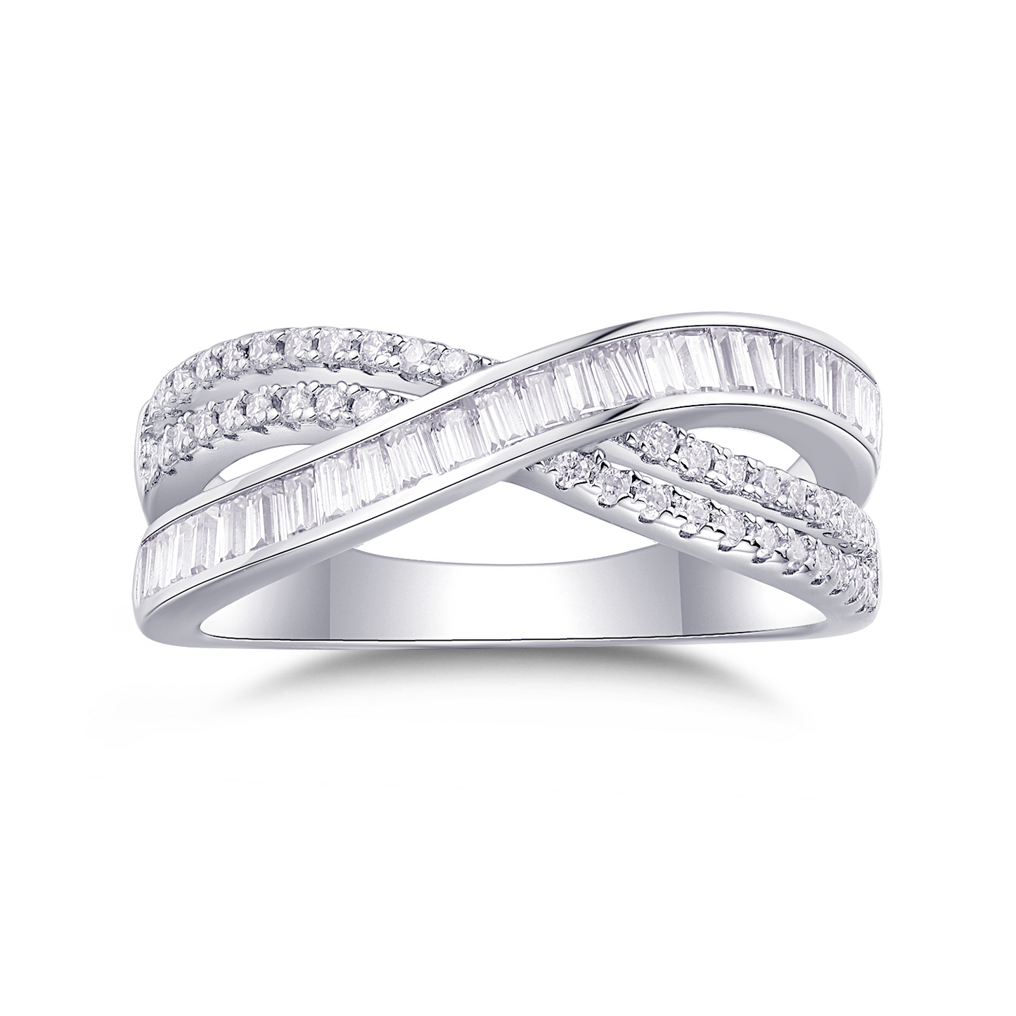 The Intersection Eternal Ring – Luxury Petite Moissanite Band in Platinum-Plated S925 Silver