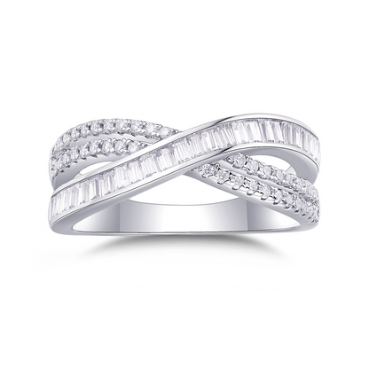 The Intersection Eternal Ring – Luxury Petite Moissanite Band in Platinum-Plated S925 Silver