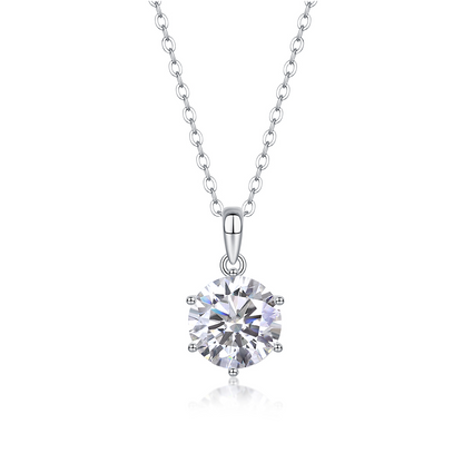 The Breeze Dance Necklace – Luxury Solitaire Moissanite Pendant in Platinum-Plated S925 Silver