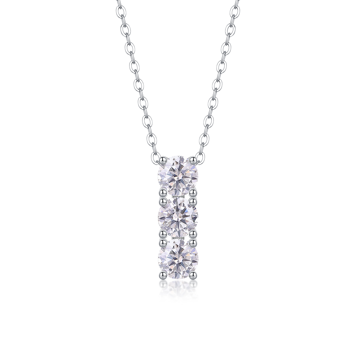 The One-Character Circle Pendant – Trendy 0.5-Carat Moissanite Necklace in Platinum-Plated S925 Silver