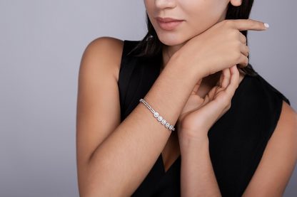 The Lumina Dainty Bracelet - 0.3 carat, set with Moissanite stones, electroplated with S925 silver and platinum.