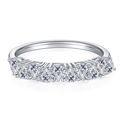 The Lumina Essence Ring - is crafted from S925 sterling silver plated with platinum and set with Moissanite stones.