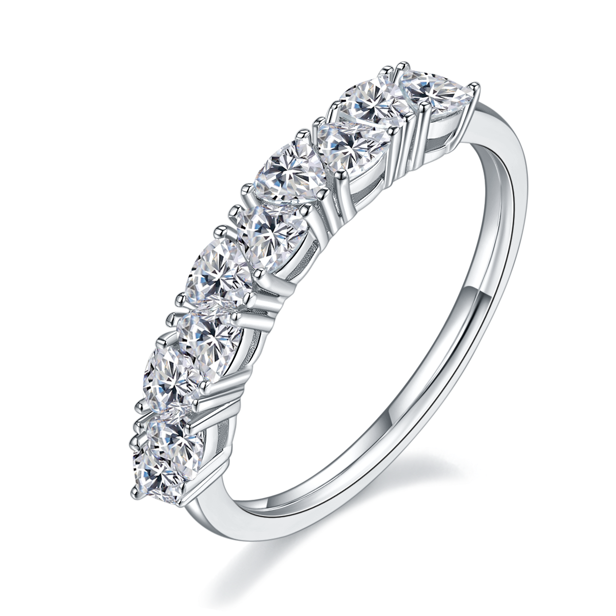 The Lumina Essence Ring - is crafted from S925 sterling silver plated with platinum and set with Moissanite stones.