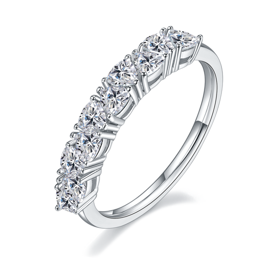 The Lumina Essence Ring - is crafted from S925 sterling silver plated with platinum and set with Moissanite stones.